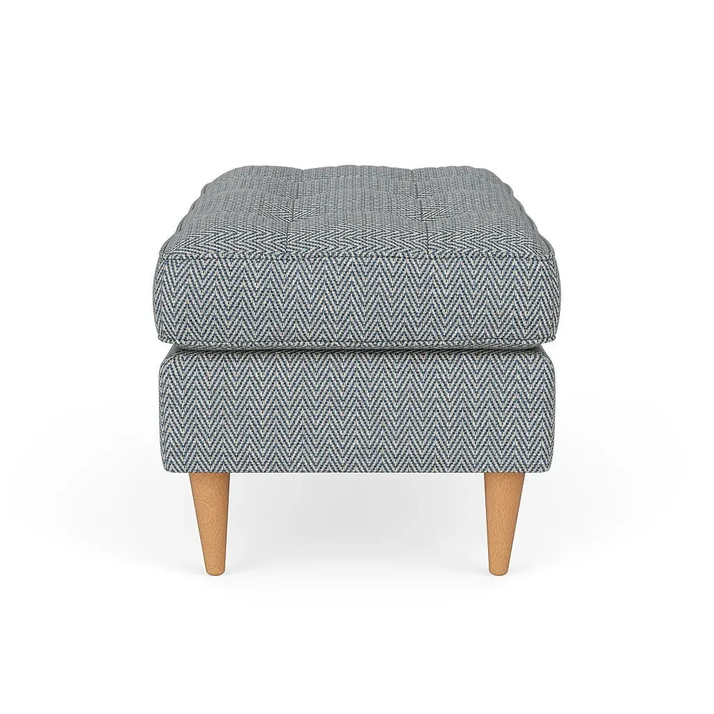 Foot Stool - Navy, Herringbone Weave