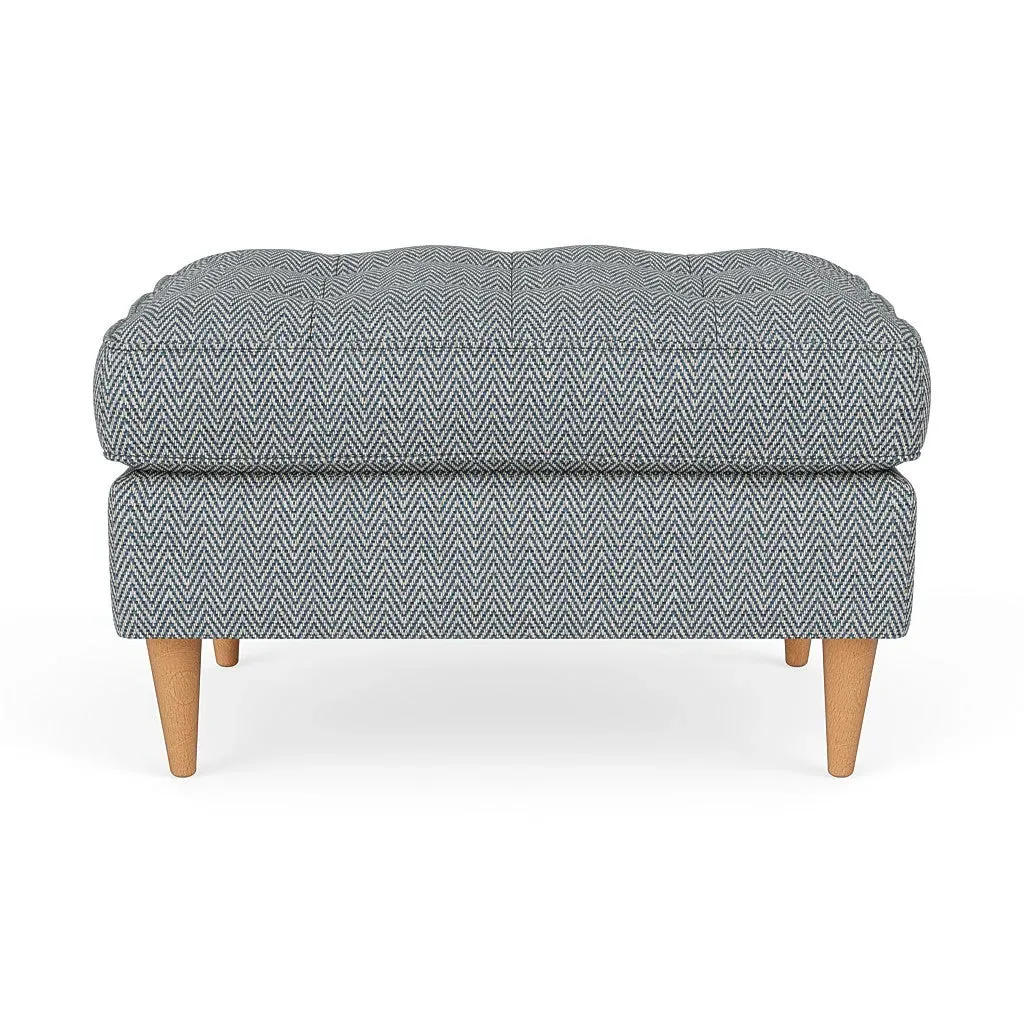 Foot Stool - Navy, Herringbone Weave