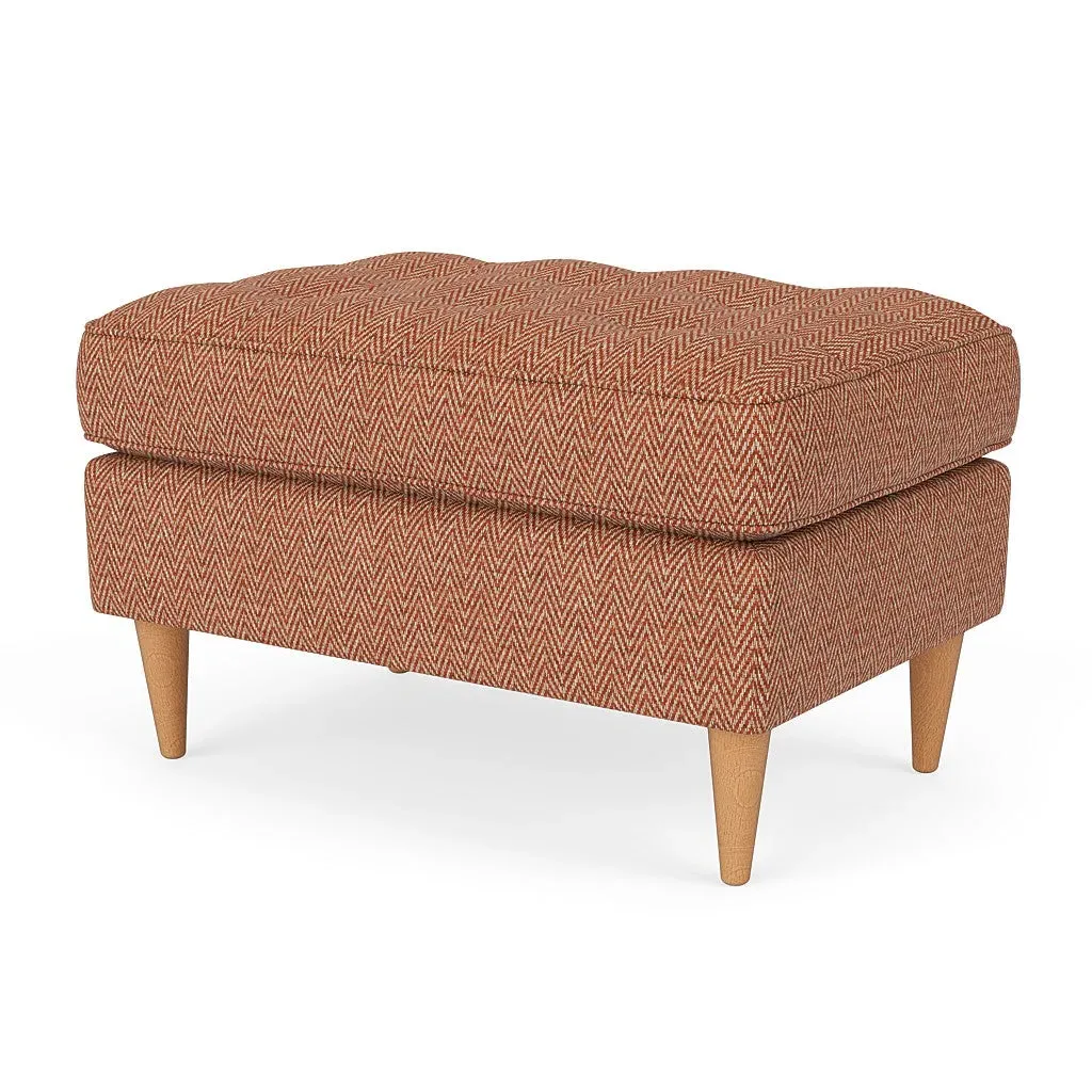 Saxon Foot Stool - Brick, Herringbone Weave