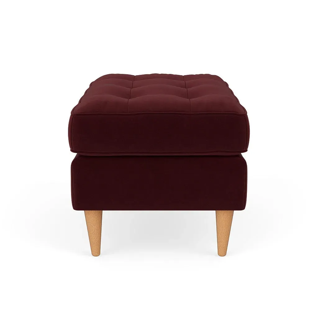 Saxon Foot Stool - Dark Rosehip, Matt Velvet