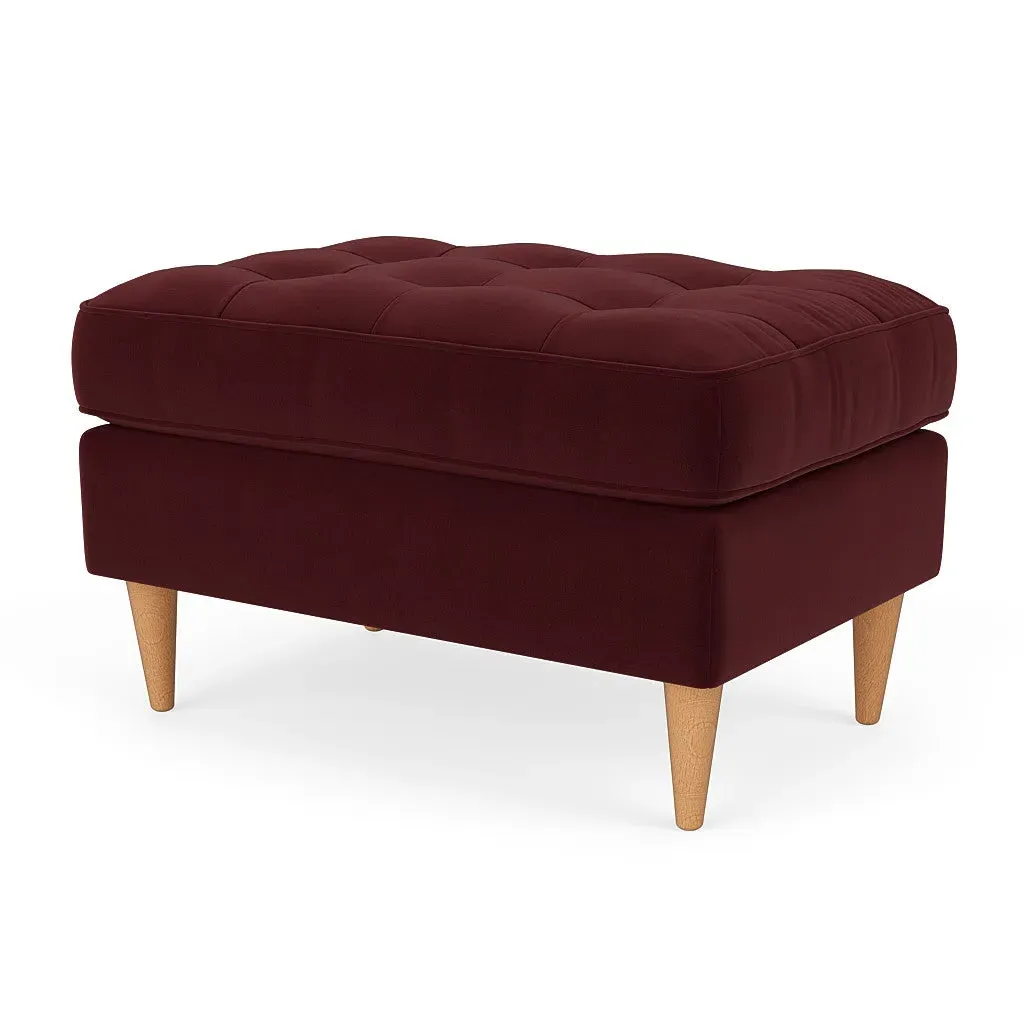 Saxon Foot Stool - Dark Rosehip, Matt Velvet