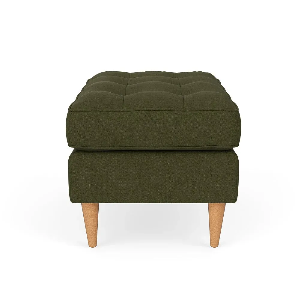 Saxon Foot Stool - Forest Green, House Linen Mix