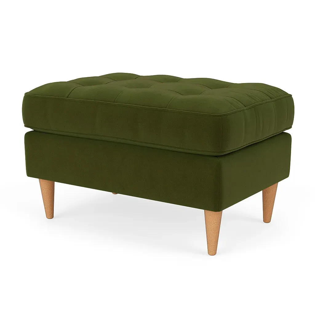 Saxon Foot Stool - Forest Green, Matt Velvet