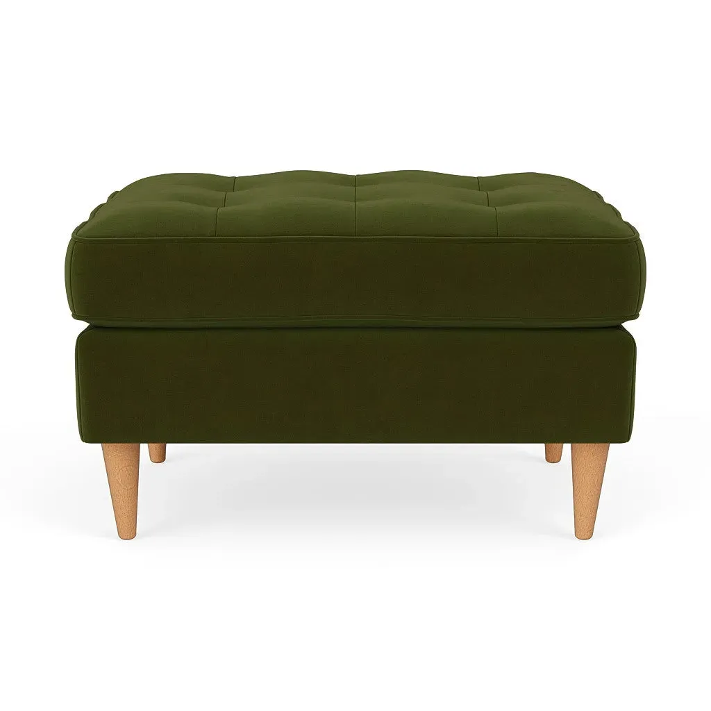 Saxon Foot Stool - Forest Green, Matt Velvet