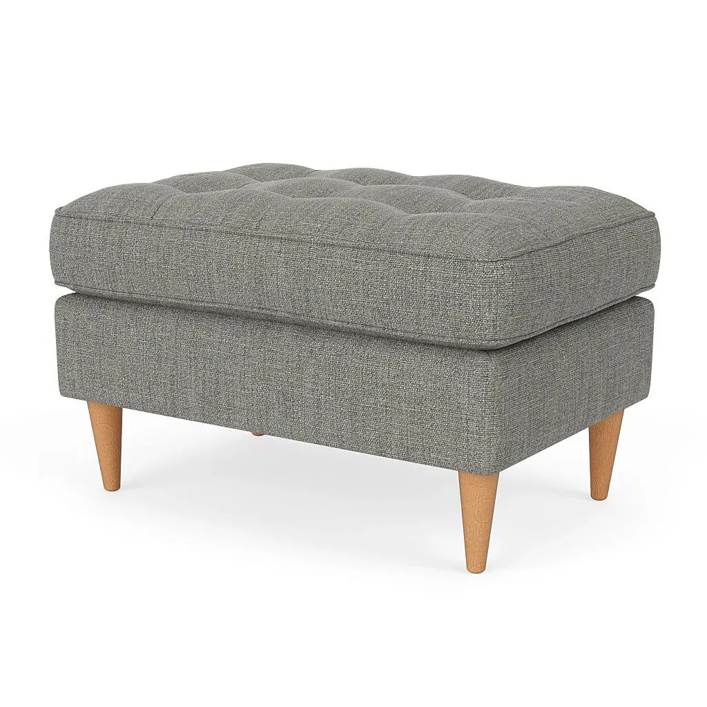 Saxon Foot Stool - Grey Marl, Rustic Weave