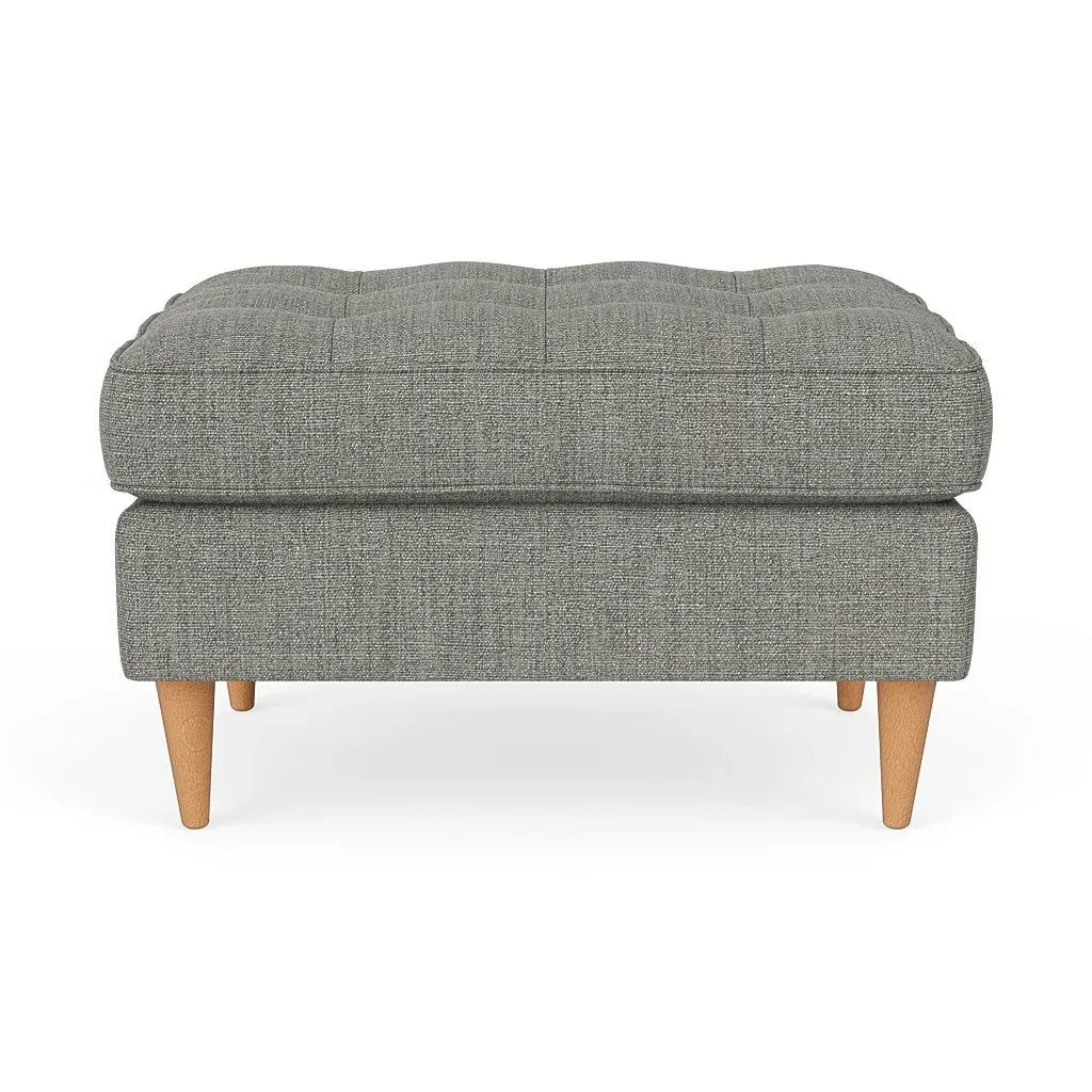 Saxon Foot Stool - Grey Marl, Rustic Weave