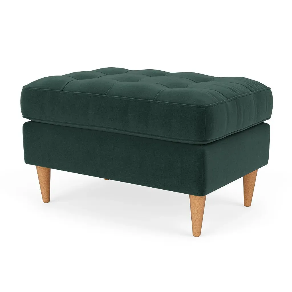 Saxon Foot Stool - Lake, Matt Velvet