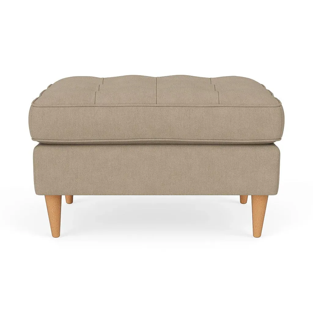 Saxon Foot Stool - Lily White, House Linen Mix