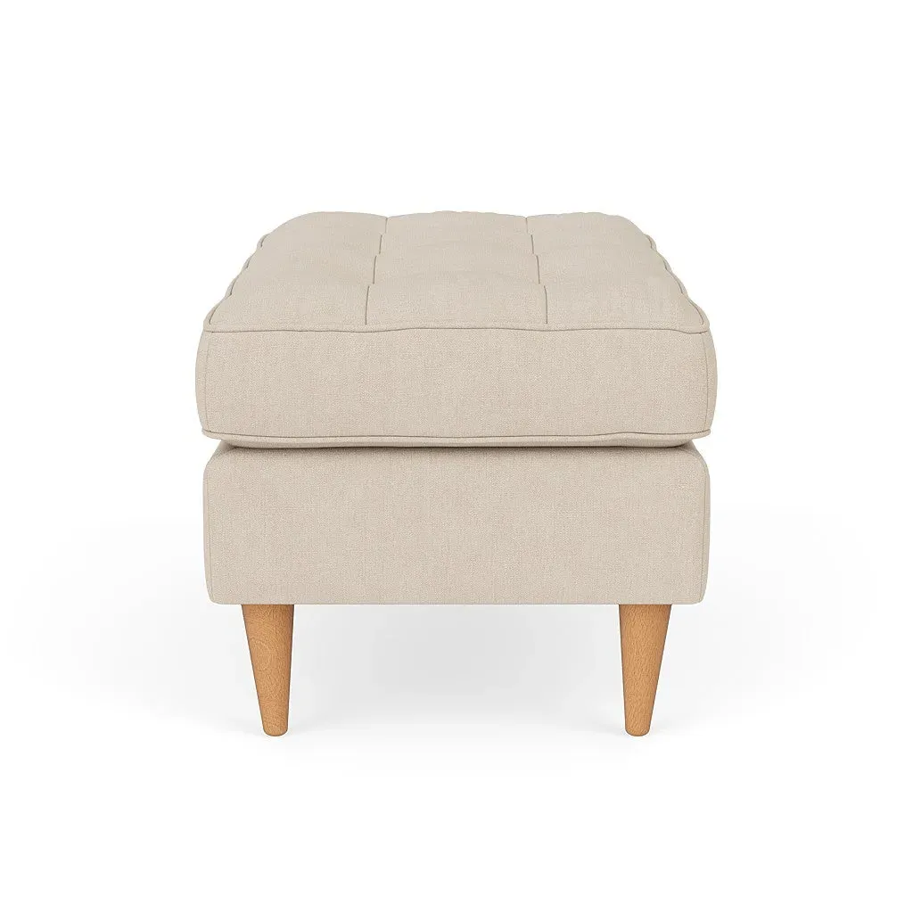 Saxon Foot Stool - Lily White, House Linen Mix