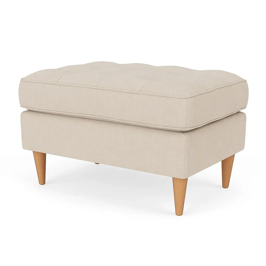 Saxon Foot Stool - Lily White, House Linen Mix