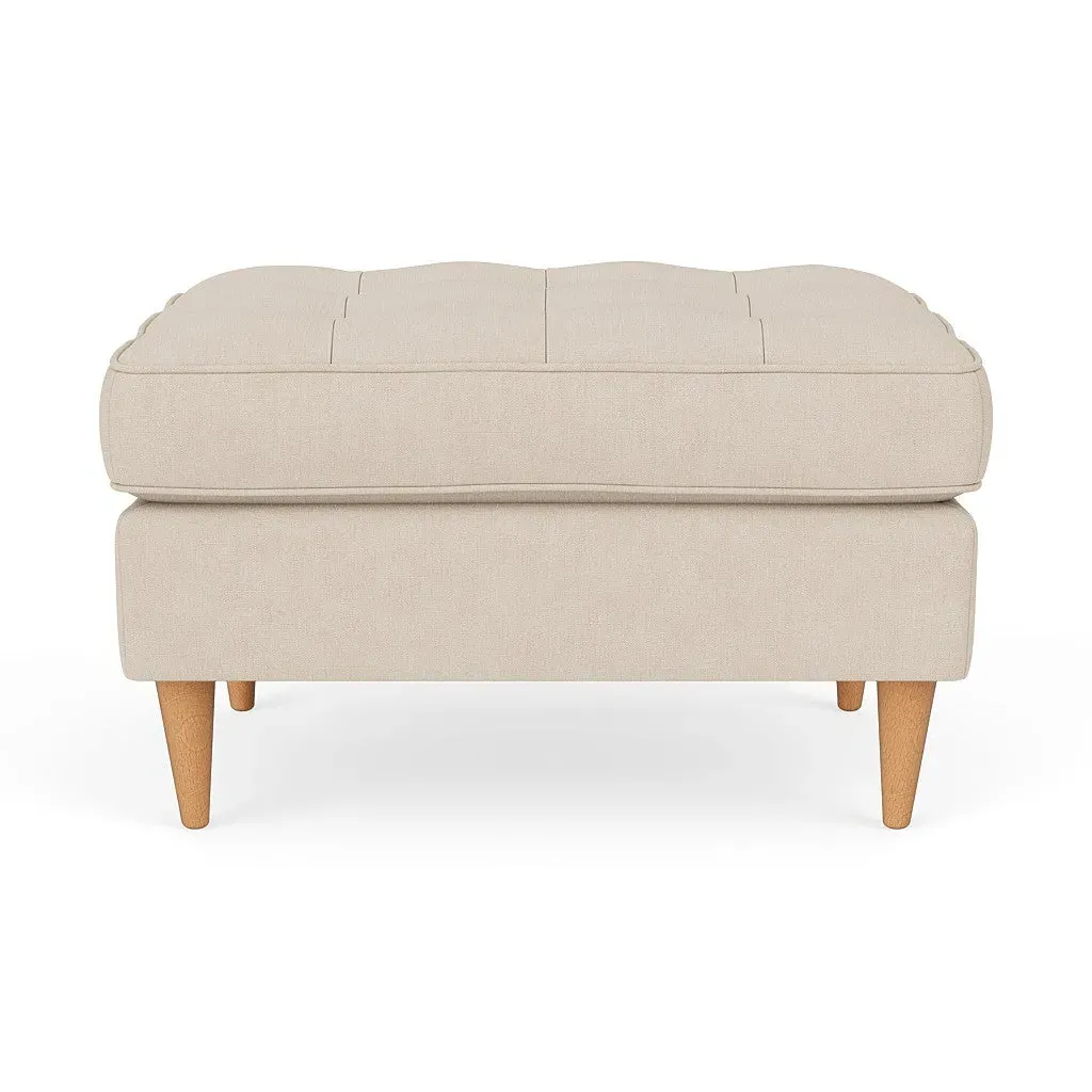 Saxon Foot Stool - Lily White, House Linen Mix