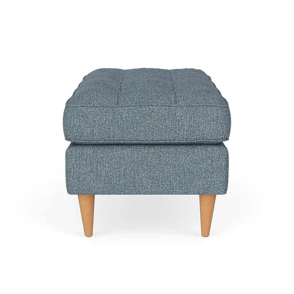 Saxon Foot Stool - Mid Blue, Aquaclean Oxford