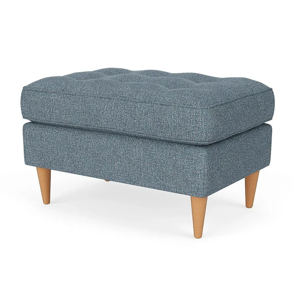 Saxon Foot Stool - Mid Blue, Aquaclean Oxford