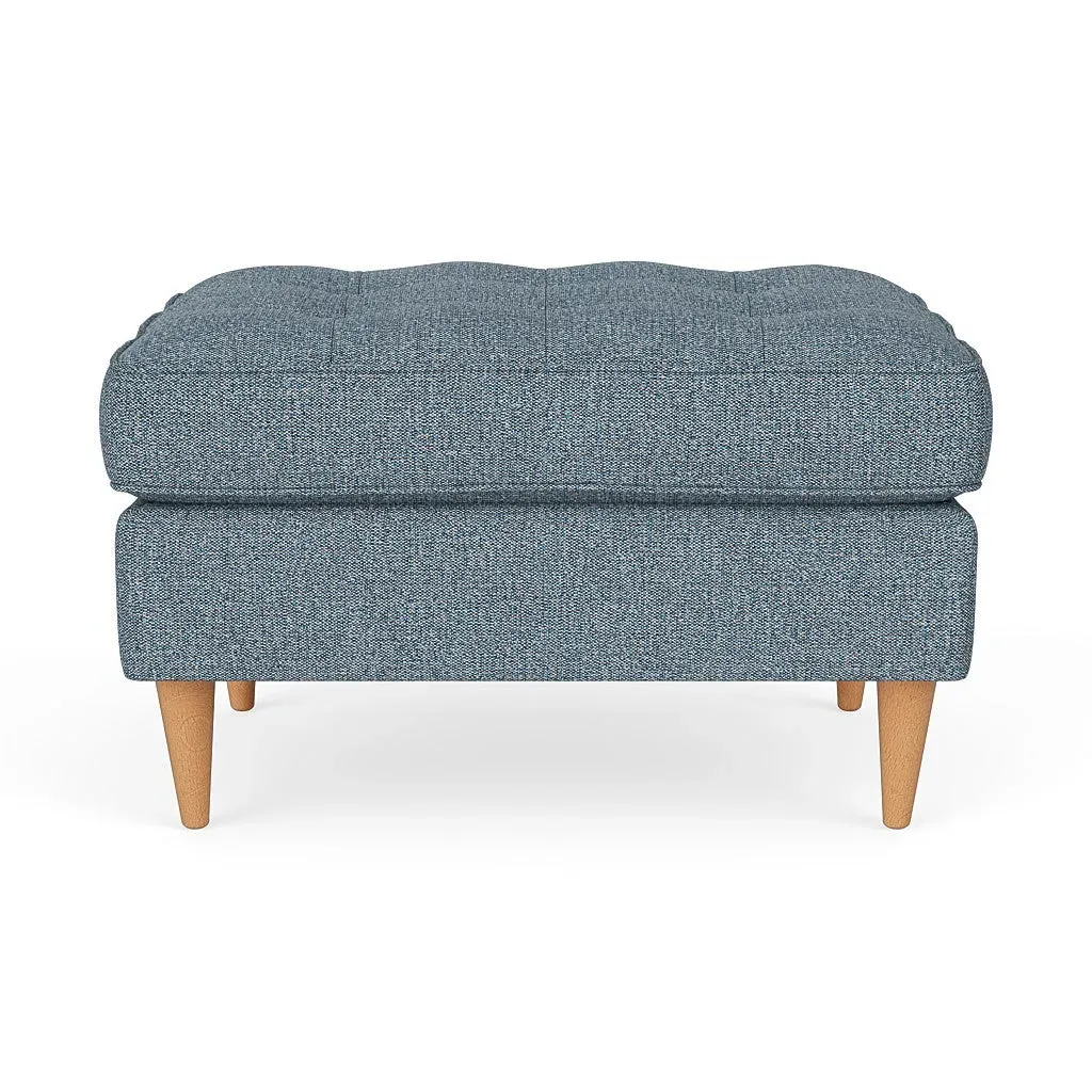 Saxon Foot Stool - Mid Blue, Aquaclean Oxford