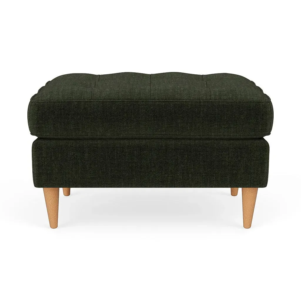 Saxon Foot Stool - Moss, Eco Chenille