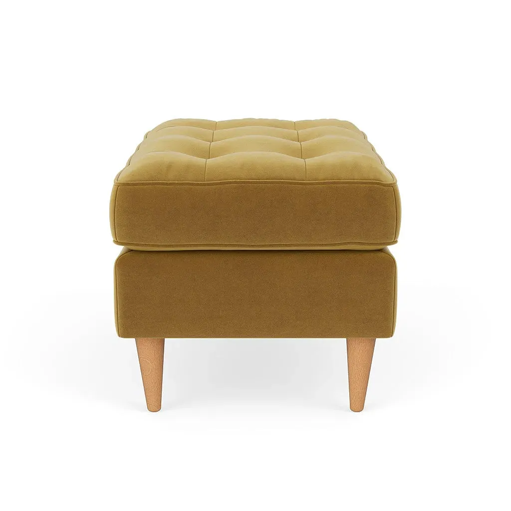 Saxon Foot Stool - Mustard, Matt Velvet