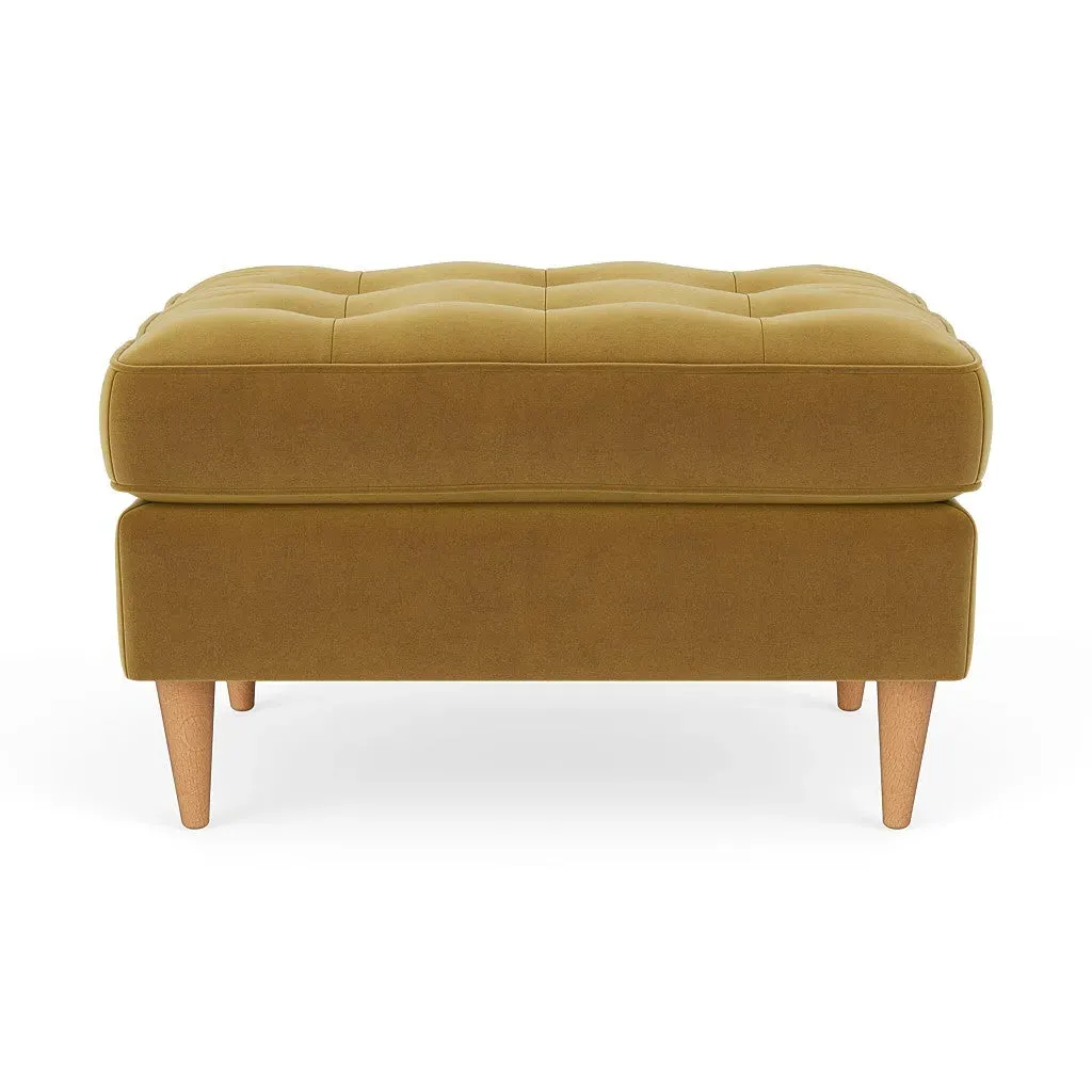 Saxon Foot Stool - Mustard, Matt Velvet