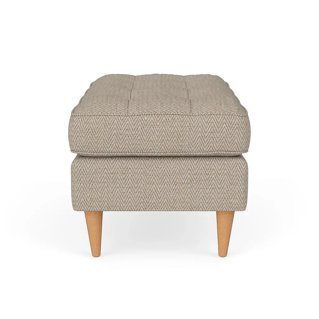 Saxon Foot Stool - Natural, Herringbone Weave