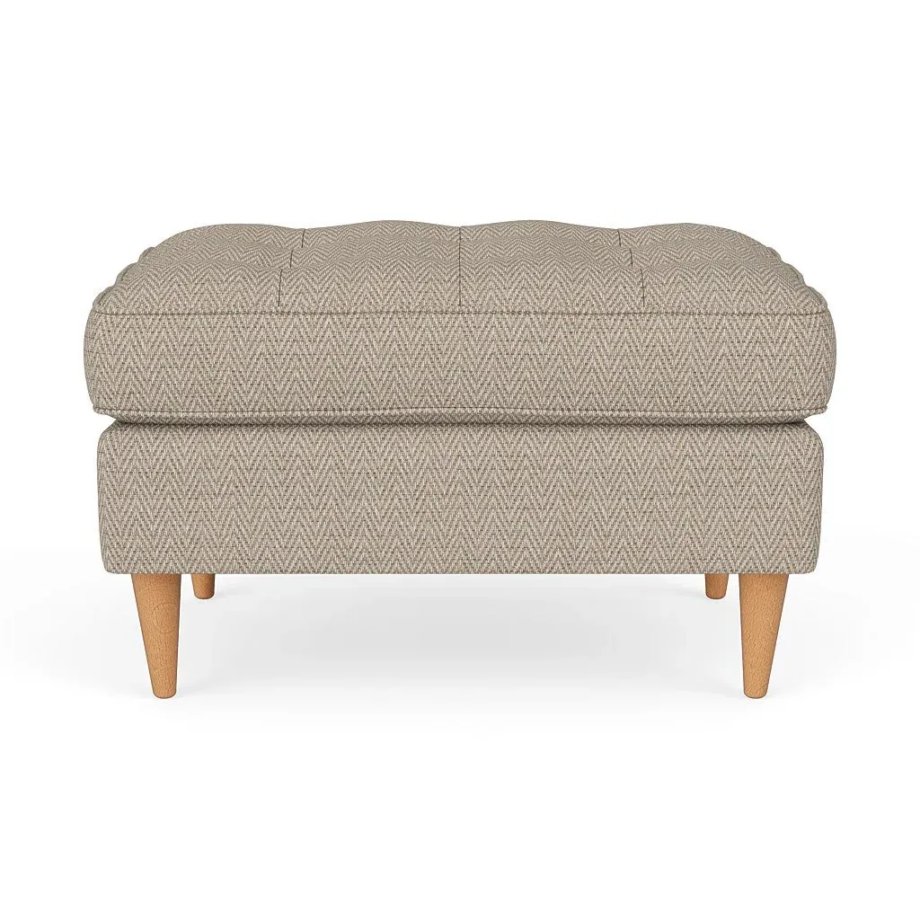 Saxon Foot Stool - Natural, Herringbone Weave