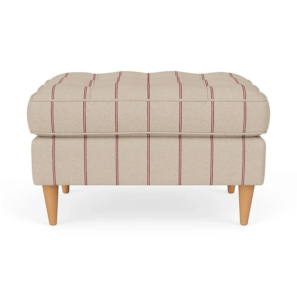Saxon Foot Stool - Raspberry, Compton Stripe