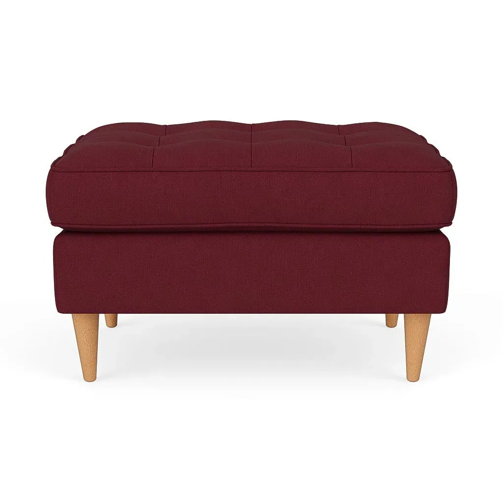 Saxon Foot Stool - Rosehip, House Linen Mix