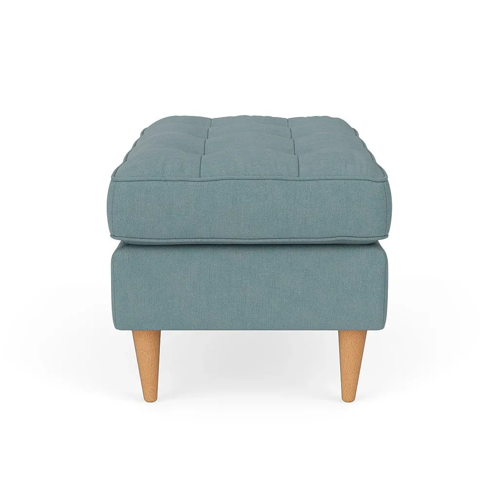 Saxon Foot Stool - Sky Blue, House Linen Mix
