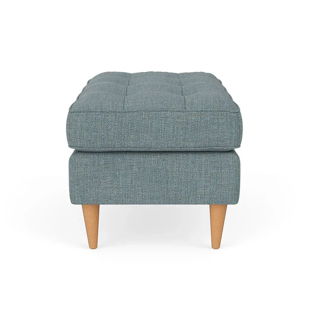Saxon Foot Stool - Teal Marl, Rustic Weave