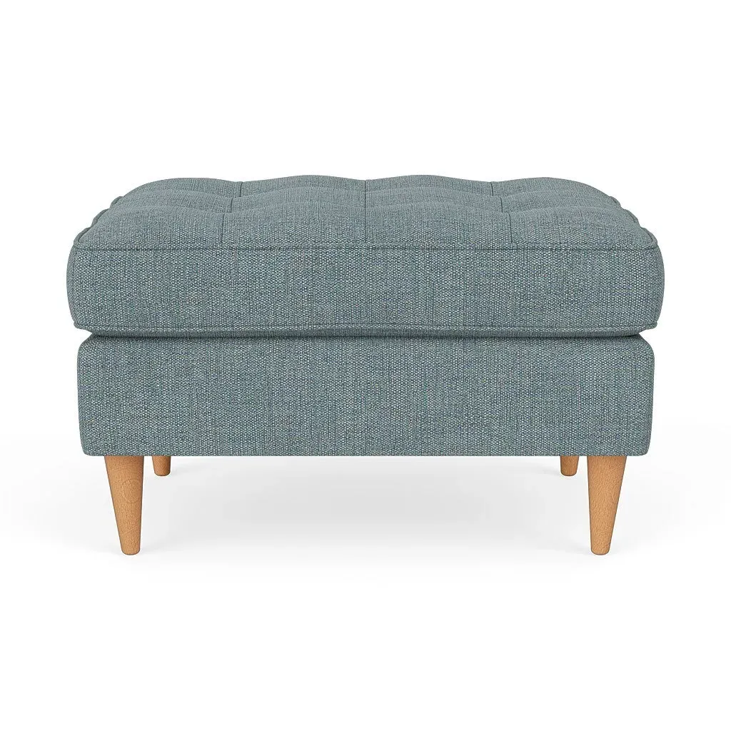 Saxon Foot Stool - Teal Marl, Rustic Weave