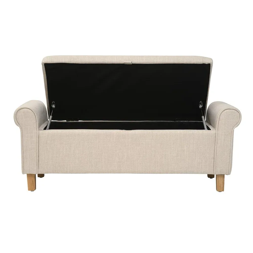 Winged Ottoman - Stone, Linen