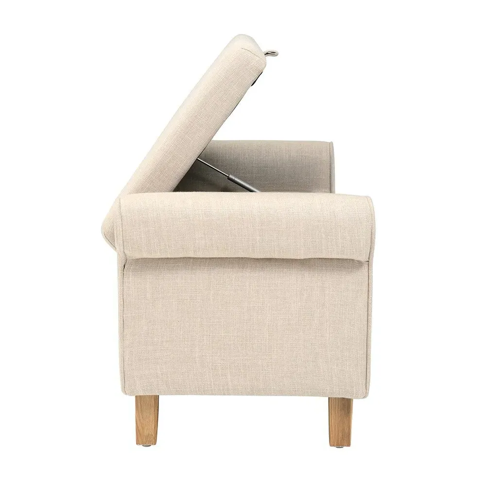 Winged Ottoman - Stone, Linen