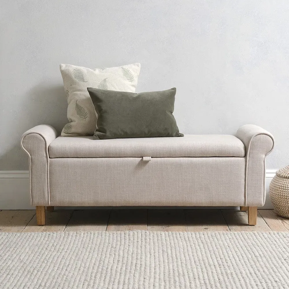 Winged Ottoman - Stone, Linen