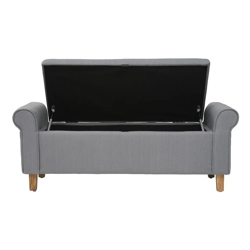 Winged Ottoman with Storage - Grey, Linen
