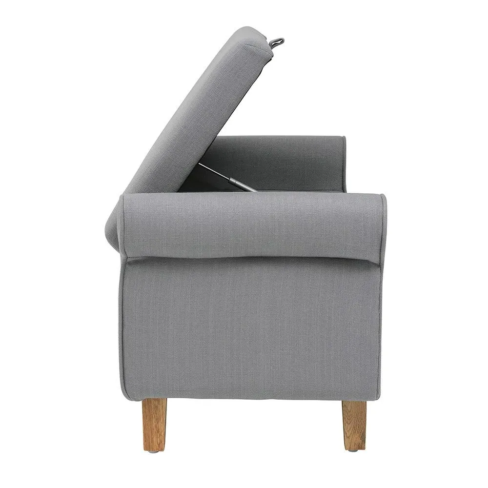 Winged Ottoman with Storage - Grey, Linen