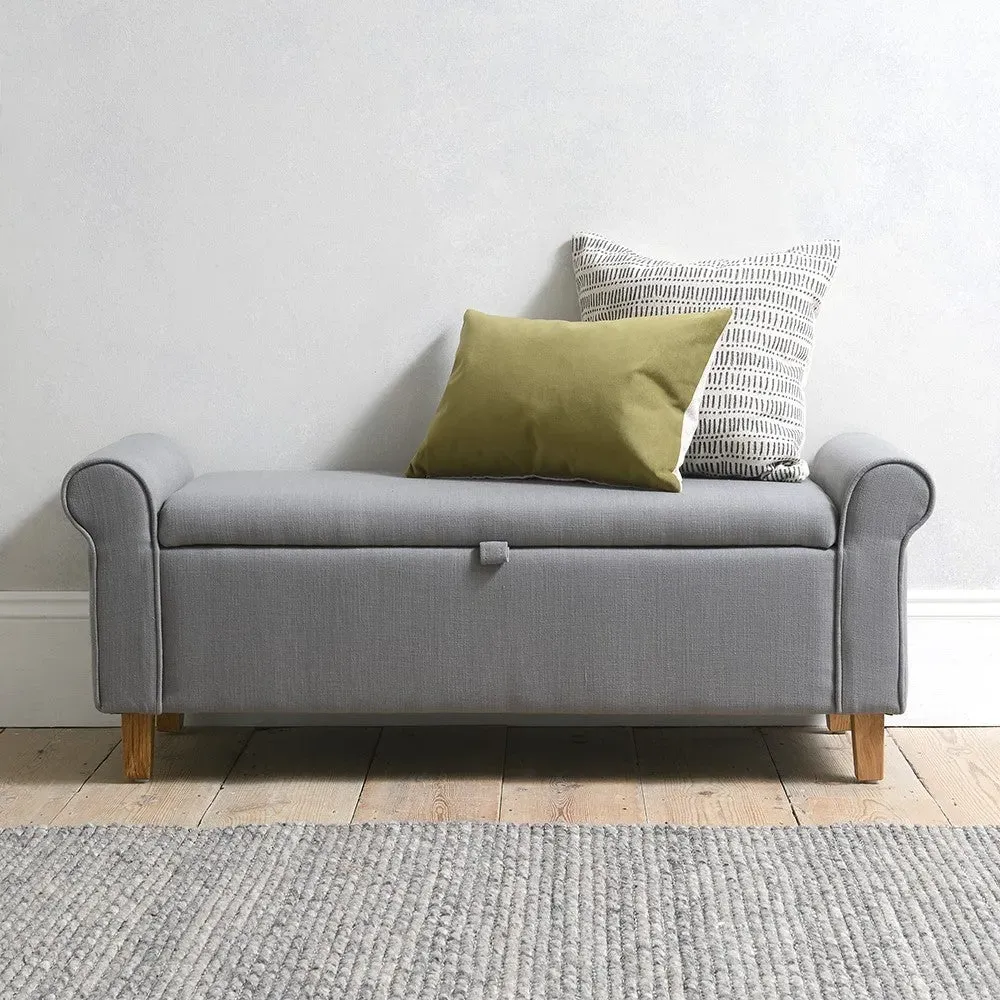 Winged Ottoman with Storage - Grey, Linen