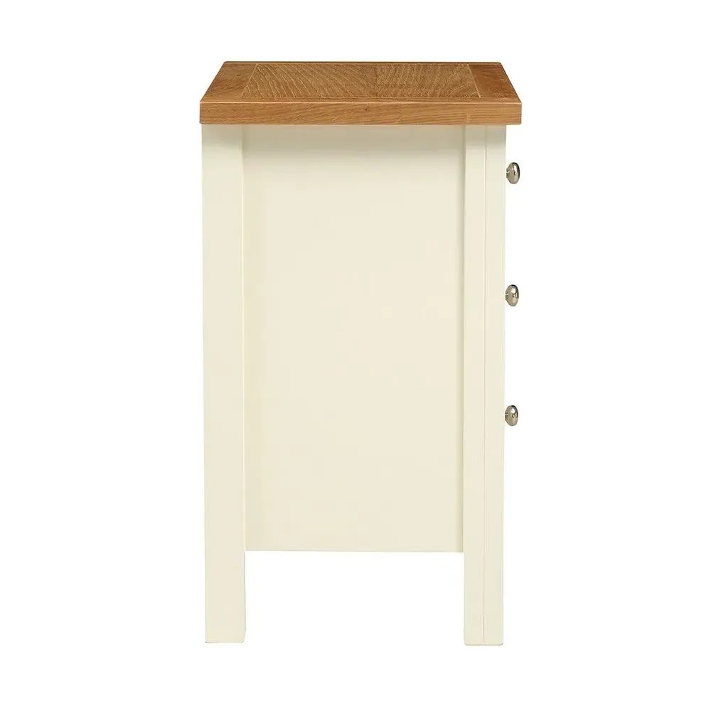 3 Drawer Bedside Table - Cream, Oak