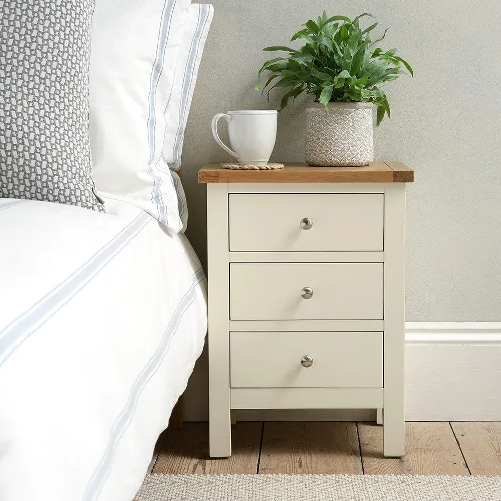 3 Drawer Bedside Table - Cream, Oak