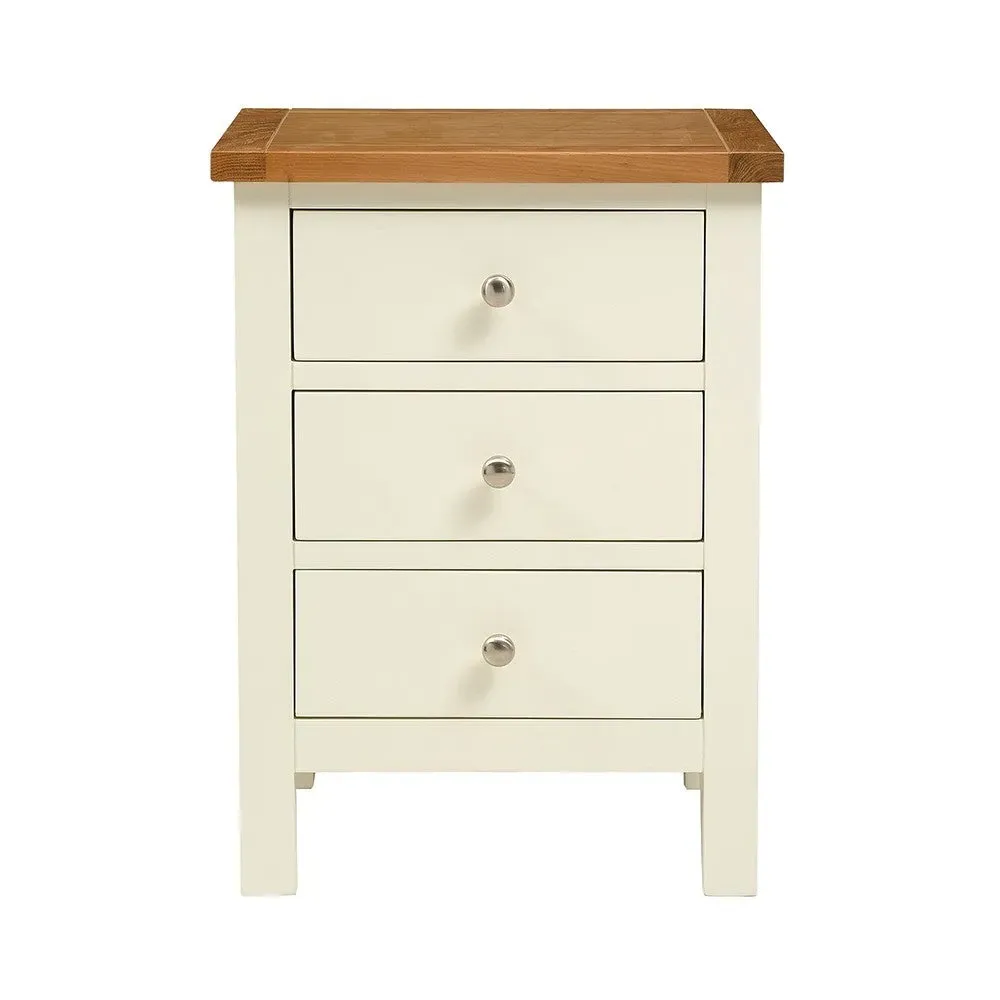 3 Drawer Bedside Table - Cream, Oak image