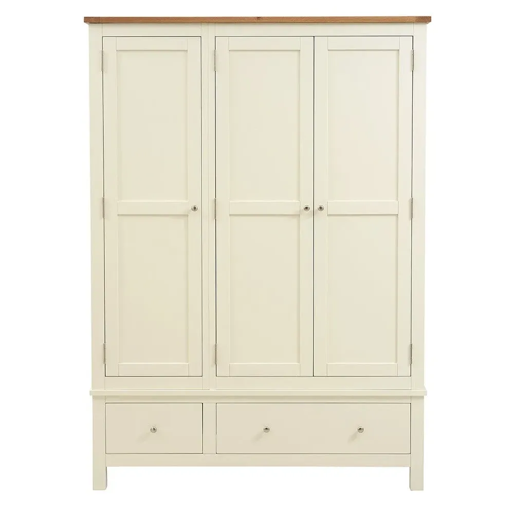 Cotswold Triple Wardrobe with Drawers - Cream