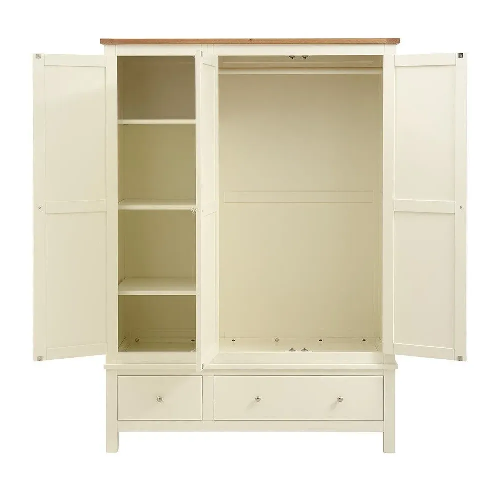 Cotswold Triple Wardrobe with Drawers - Cream