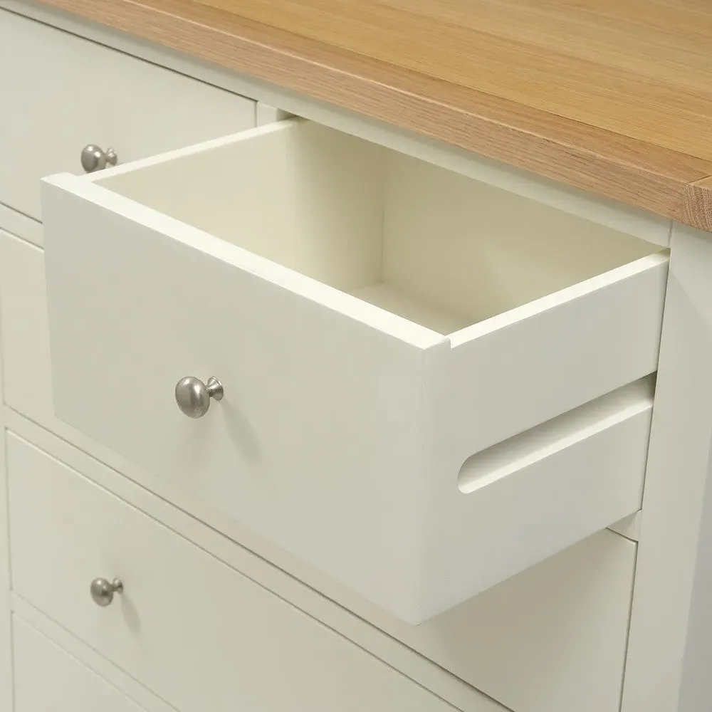 Simply Cotswold 5 Drawer Chest - Cream, Oak