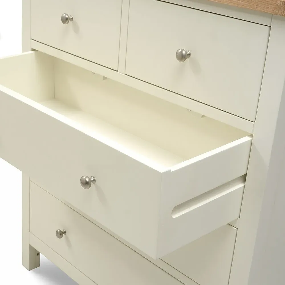Simply Cotswold 5 Drawer Chest - Cream, Oak