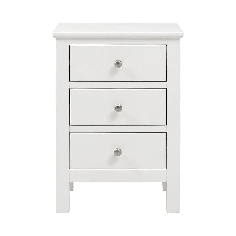 Cotswold 3 Drawer Bedside Table - White