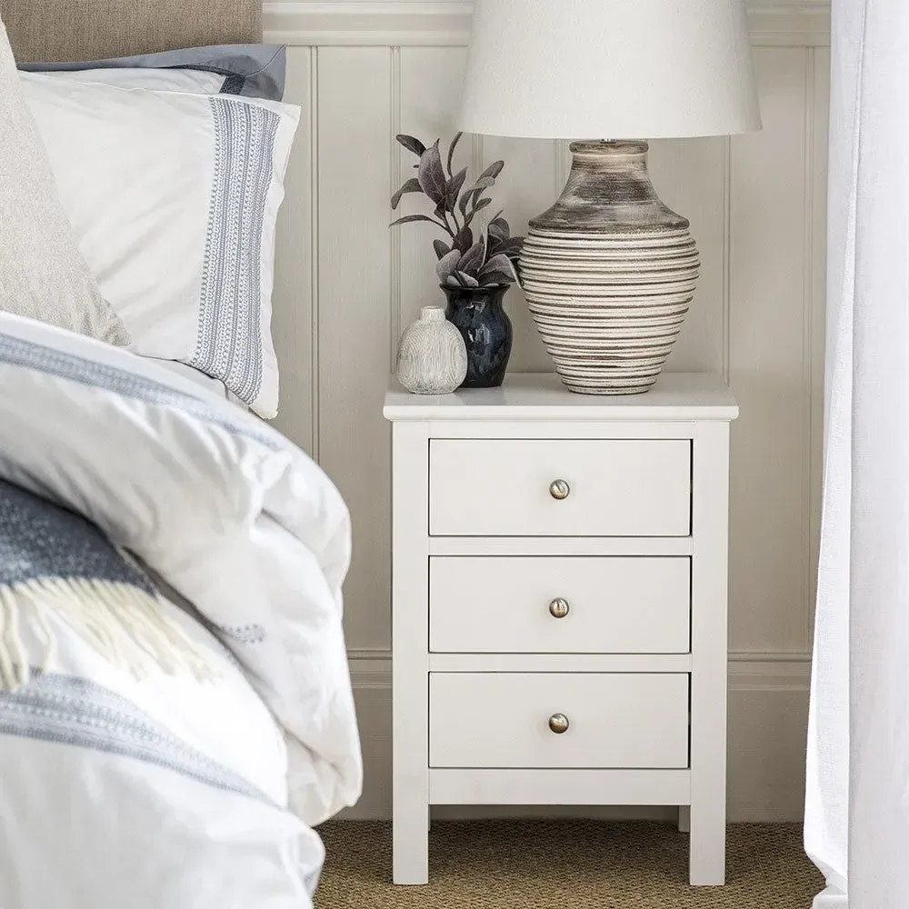 Cotswold 3 Drawer Bedside Table - White