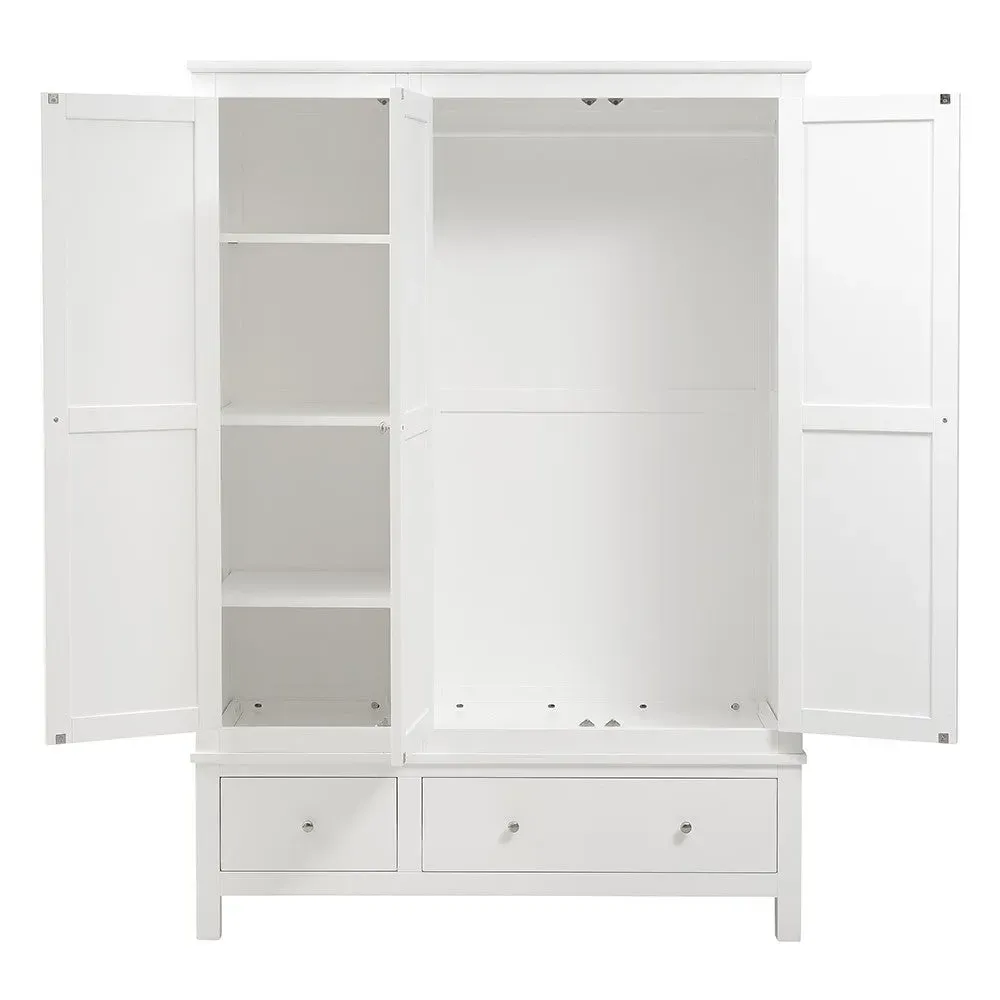Cotswold Triple Wardrobe with Drawers - White