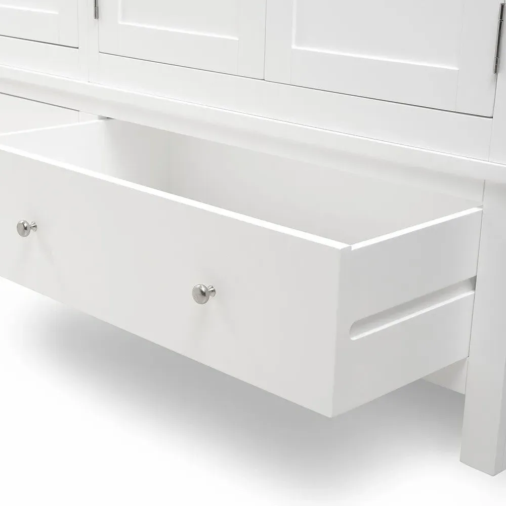 Cotswold Triple Wardrobe with Drawers - White