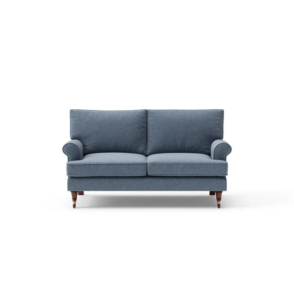 2-Seater Sofa with Castor Legs - Indigo, Rustic Weave image