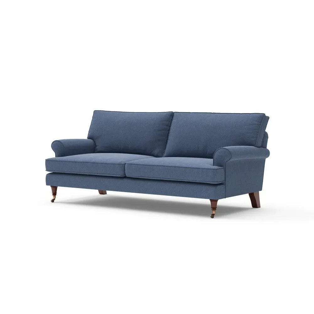 3-Seater Sofa - Dark Blue, Chunky Cotton