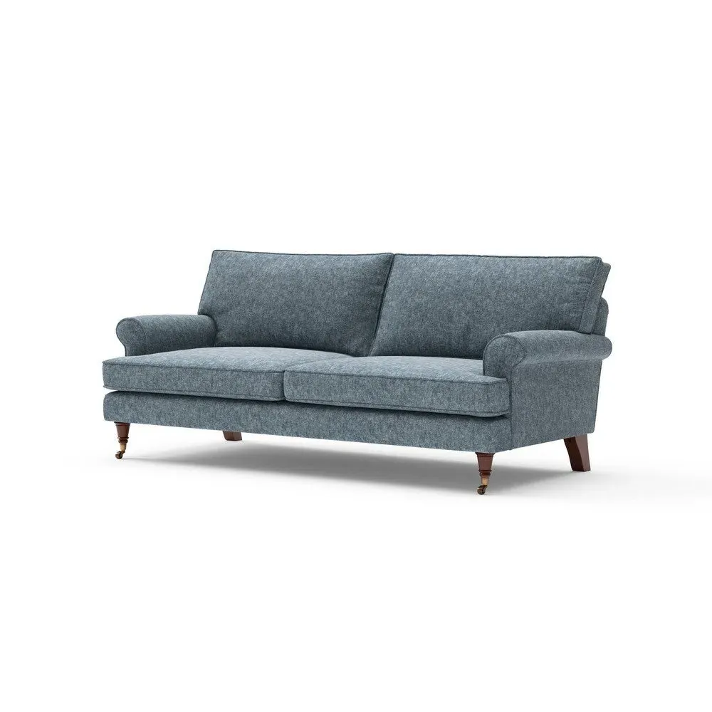 3-Seater Sofa - Mid Blue, Aquaclean Oxford