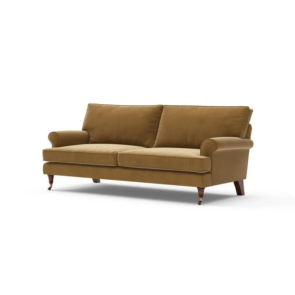 3-Seater Sofa - Mustard, Matt Velvet