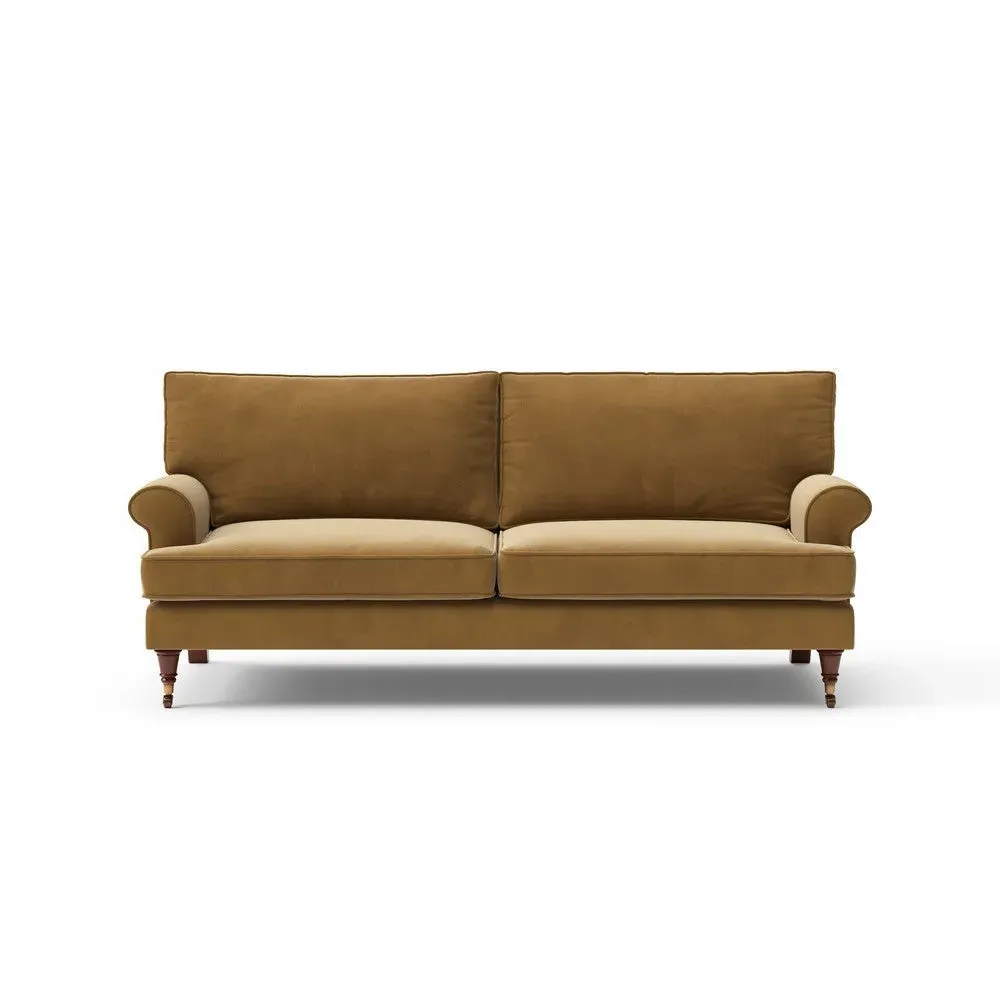 3-Seater Sofa - Mustard, Matt Velvet